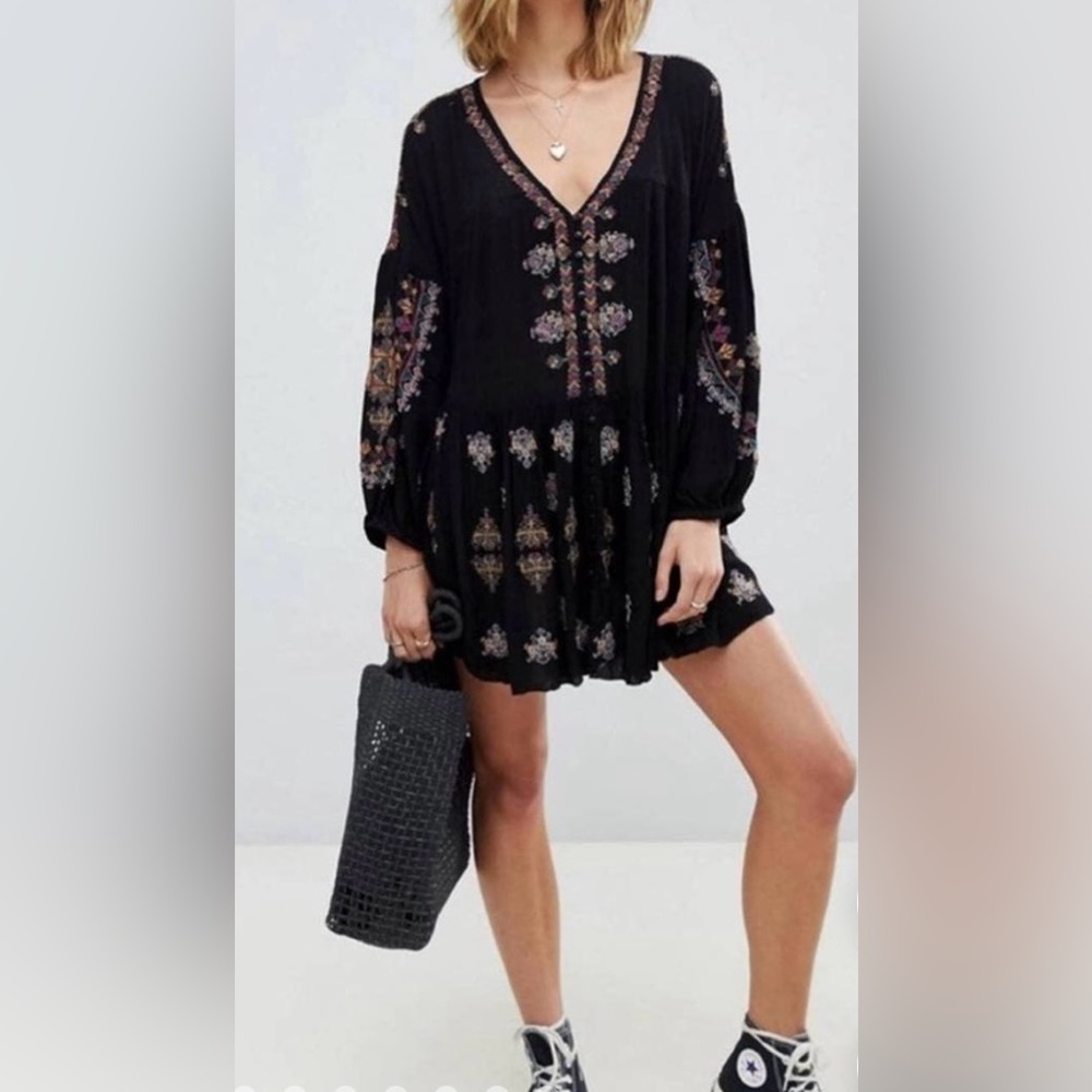 Free People Arianna Embroidered Shirt Dress